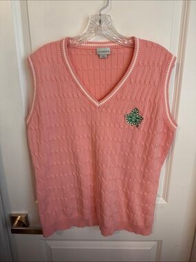 Mysterylabel Pink V-Neck Cable Knit Sweater Vest